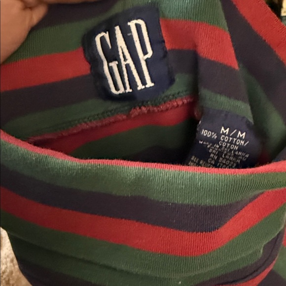 VINTAGE GAP 90s striped classic cotton layering turtleneck M - Picture 2 of 3